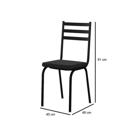 Imagem de Jogo com 6 Cadeiras 118 Para Cozinha / Sala de Jantar - Preto Fosco - Assento Preto - OG Móveis