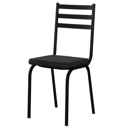Imagem de Jogo com 6 Cadeiras 118 Para Cozinha / Sala de Jantar - Preto Fosco - Assento Preto - OG Móveis