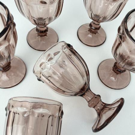 Imagem de Jogo com 6 Taças Lilás em Vidro Borboletas em Relevo 300ml