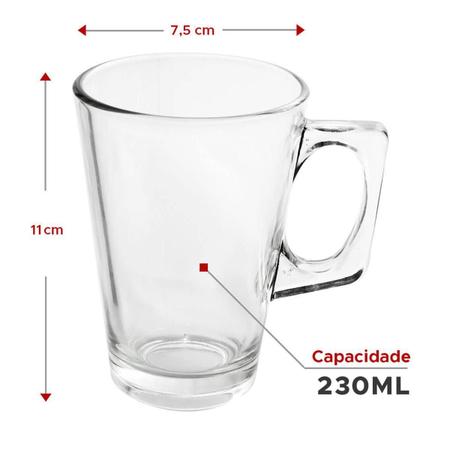 Imagem de Jogo com 6 xícaras 230ml Grande Cappuccino Alça Quadrada