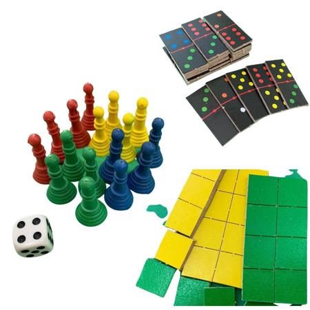 JOGO TABULEIRO 4 JOGOS (Dama; Trilha; Ludo; Xadrez) IOB