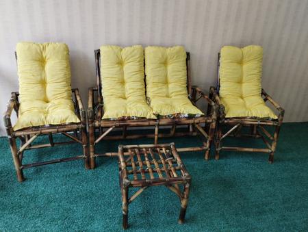 Imagem de Jogo Completo Sofá De Bambu Vime Poltronas Cadeira