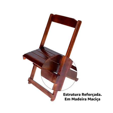 Imagem de Jogo Conjunto 1 Mesa 70x70 e 4 Cadeiras Bar Dobrável em Madeira Com pintura Imbuia