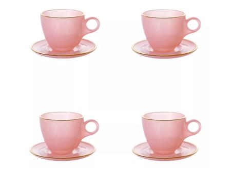 Imagem de Jogo Conjunto De Xicaras Chá Com Pires cristal matte Rosa