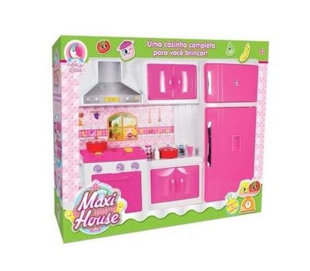 Jogo De Cozinha Barbie Meninas Rosa Grande Kit Completa Luxo Geladeira  Fogao Panelinhas Luzes Infantil Armário