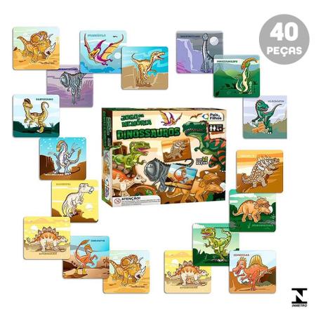 Jogo da Memória 40 Peças Dinossauros Pais e Filhos 21892-U-U - Only  Megastore