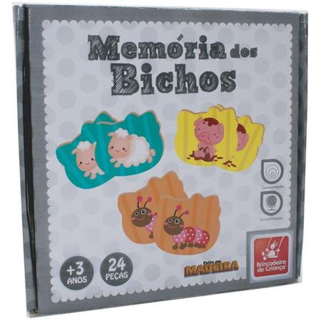 Jogo da Memoria Animais em Madeira Brincadeira De Criança