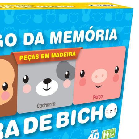 Jogo da Memória Cara de Bicho em MDF - 40 peças Pais e Filhos