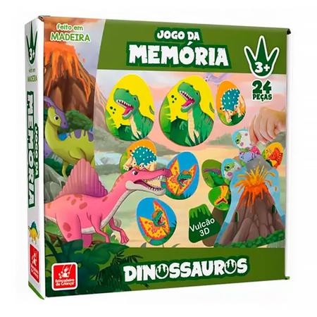 Jogo Da Memória Educativo Dinossauro Madeira 2396 Bcriança