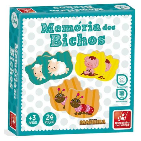 Jogo da Memória dos Bichos 24 Peças Brincadeira de Criança BDC - EcaMeleca