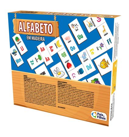 Jogo Didático Alfabeto De Madeira Memória/Dominó 51 Peças