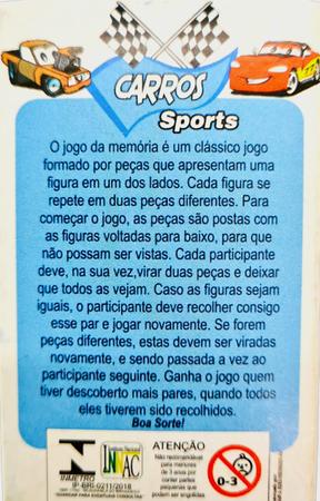 Jogo da Memória Educativo Carros Diversão Garantida - Za - Jogos de Memória  e Conhecimento - Magazine Luiza
