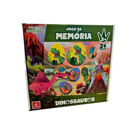 Jogo da Memória Educativo Dinossauro Madeira 24 Peças Infantil Criança  Vulcão 3D 2396 BCriança - BRINCADEIRA DE CRIANÇA - Jogos de Memória e  Conhecimento - Magazine Luiza