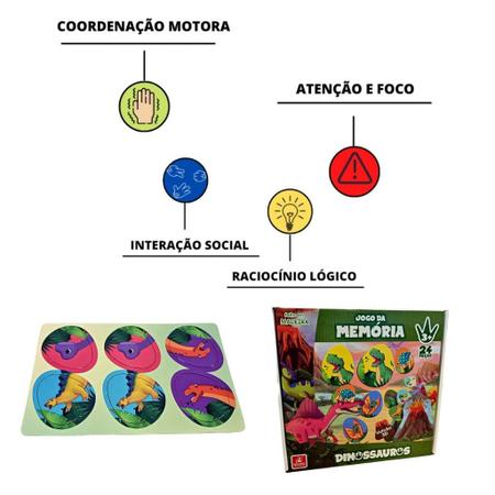 Jogo da Memória Dinossauros Vulcão 3D 24 PCS - Brinc de Crianca - Jogos de  Memória e Conhecimento - Magazine Luiza