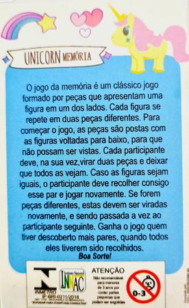 Brinquedo Educativo Jogos Infantil Meninas Divertido 3x1 Quebra Cabeça  Dominó Jogo Da Memória Unicórnio Princesas Crianças Personagens Feitos em  Papel