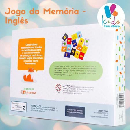 Jogo da Memória em Inglês  Brinquedo Madeira Loopi Toys