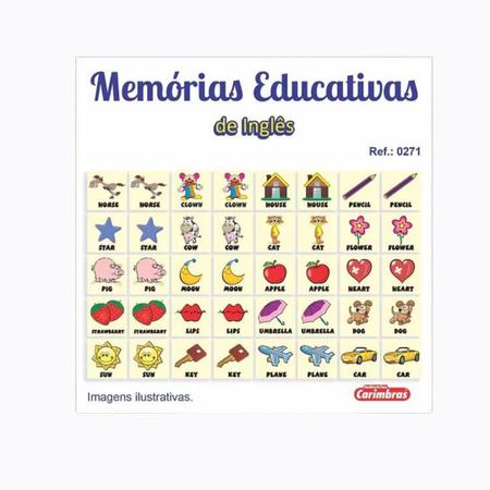 Memória em Inglês 40 Peças Jogo Educativo de Madeira Pedagógico e Didático  Brinquedos Educativos Bambalalão Brinquedos Educativos