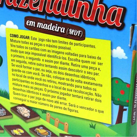 Jogo da Memória em Madeira - Fazendinha - 40 peças - Pais e Filhos - Kits e  Gifts