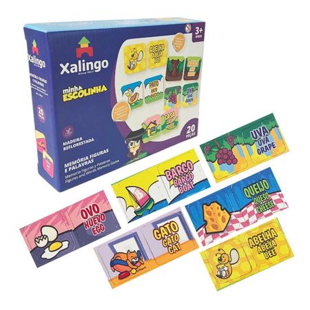 Imagem de Jogo da Memória Figuras e Palavras Brinquedo Educativo - Xalingo - 3 anos