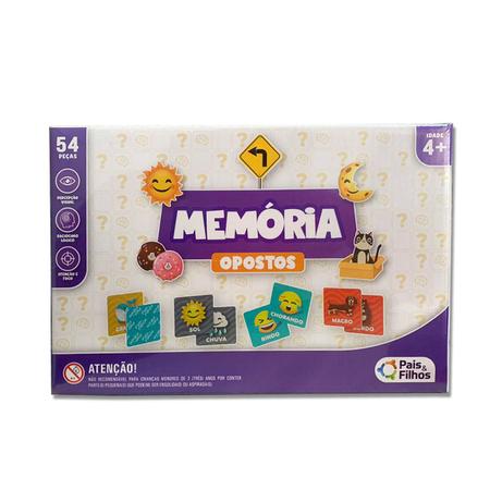 Jogo Da Memória Opostos 54 Peças Brinquedo Infantil Criança - Pais & Filhos  - Jogos de Memória e Conhecimento - Magazine Luiza