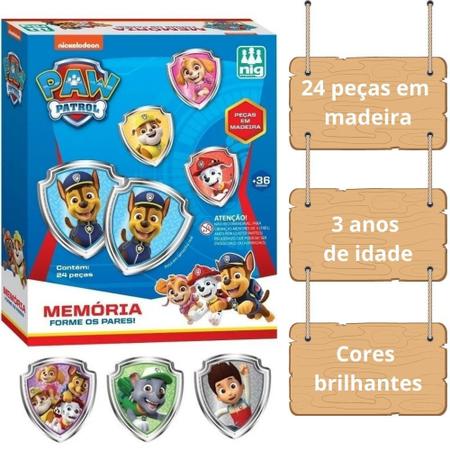 Jogo Da Memória Patrulha Canina Brinquedo Educativo Infantil Menino Menina  3 Anos - Nig Brinquedos - Jogos de Memória e Conhecimento - Magazine Luiza