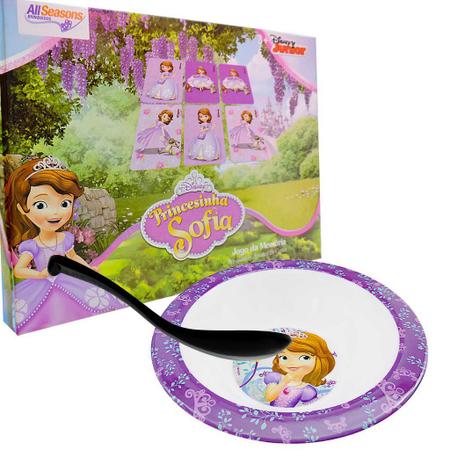 Jogo da Memória + Tigela Princesinha Sofia Disney Junior + Colher -  Gedex/Allseasons - Pote de Papinha - Magazine Luiza