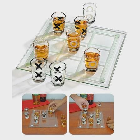 Jogo Da Velha Drink Shot Tabuleiro Vidro Vira Toma Perde Br