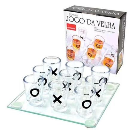 Jogo Da Velha Drink Shot Tabuleiro Vidro Vira Toma Perde Br