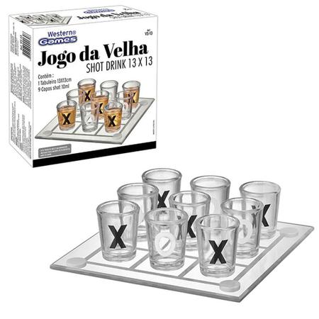 Jogo Shot Drink Jogo Da Velha Tabuleiro 9 Copos 10ml Perdeu Bebeu