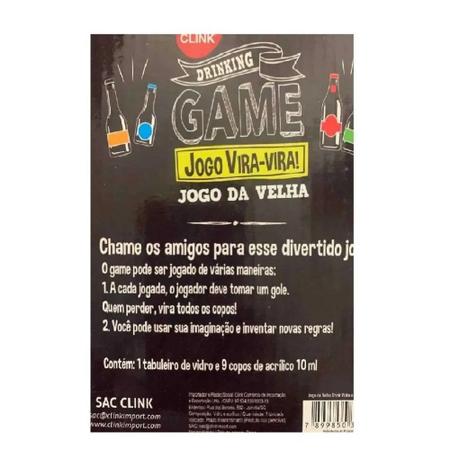 Jogo da velha com copos de drink, para uma deliciosa brincadeira