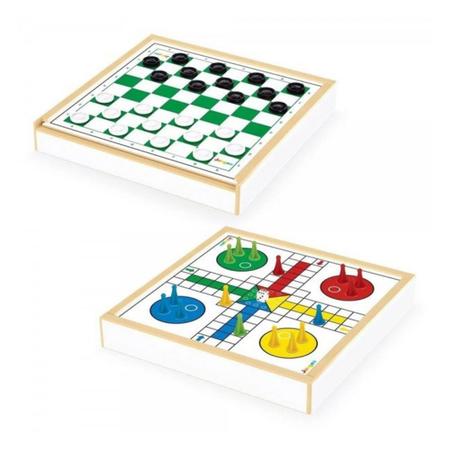 Jogo de Dama e Ludo Educativo Infantil Tabuleiro em Madeira - Carimbras -  Jogo de Dominó, Dama e Xadrez - Magazine Luiza