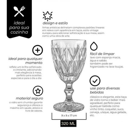 Imagem de Jogo de 12 Taças para Agua Clear Vitral Verre - Mimo Style