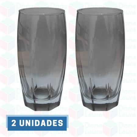 Imagem de Jogo de 2 Copo Florence Vidro Cinza 370ML Bebidas Drinks