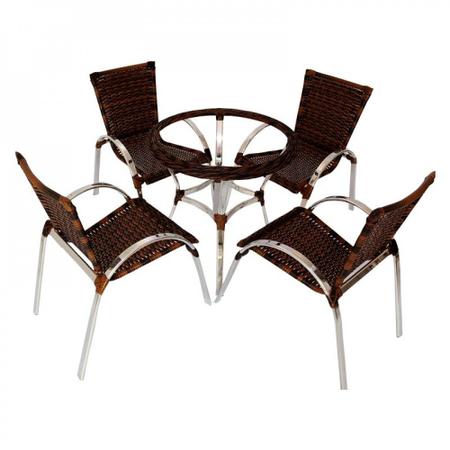 Imagem de Jogo de 4 Cadeiras e Mesa em Alumínio com 2 Espreguiçadeiras com Regulagem - Trama Original