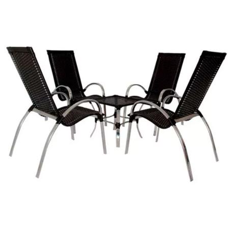 Imagem de Jogo de 4 Cadeiras e Mesa em Alumínio Para Piscina, Varanda