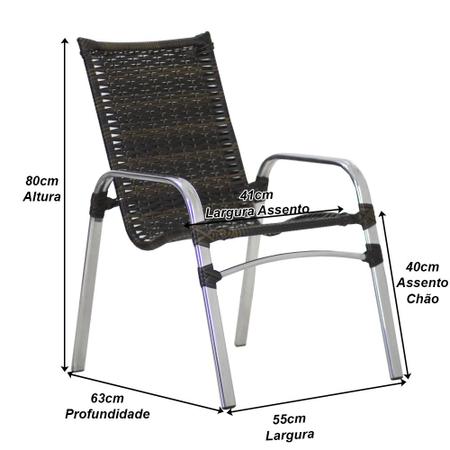 Imagem de Jogo de 4 Cadeiras Emily em Alumínio Área Varanda e Mesa de Centro Garden em Alumínio Trama Original