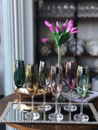 Imagem de Jogo de 6 taças para champanhe em cristal ecológico 220ml A24cm coloridas Bohemia