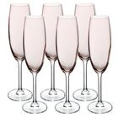 Imagem de Jogo de 6 taças para champanhe em cristal ecológico 220ml A24cm cor rosa millennial