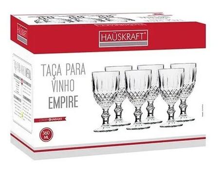 Imagem de Jogo de 6 Taças para Vinho de Vidro Empire 360ml -HAUSKRAFT