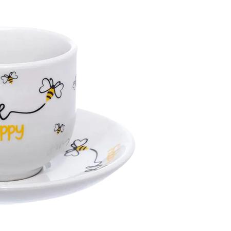 Imagem de Jogo de 6 Xícaras com Pires de Porcelana Hauskraft 90ml para Café Honey Bee Abelhinha
