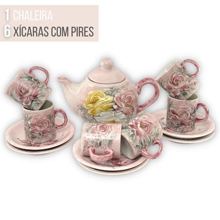 Jogo de 6 Xícaras de Café Cônica Coquinho 70 ml e Açucareiro de Porcelana  Pintado à Mão ROSAS BRANCA ROSA/ROSA CARAMELO - PINTANDO ARTE Ateliê -  Xícaras de Café - Magazine Luiza