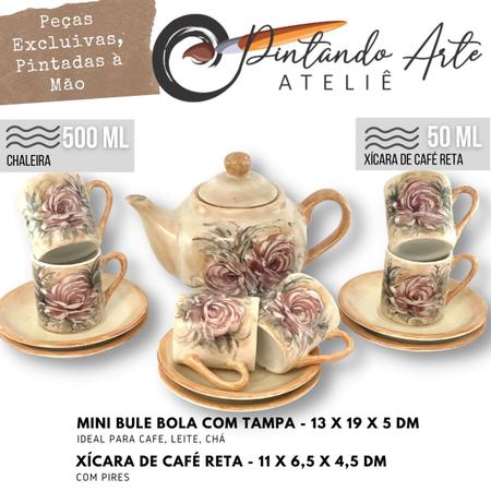 Garagem Colorida - Hora de relaxar! Jogo para Chá e café de porcelana  Schmidt filetada, linha Camicado. Bule para Chá Bule para café Leiteira  Açucareiro Mantegueira 11 jogos de xícaras para café