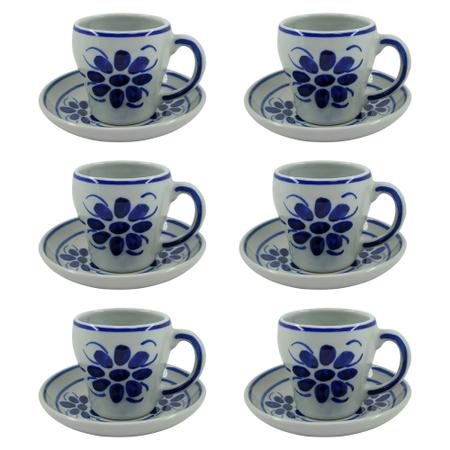 Jogo de Chá e Café em Porcelana Azul Floral, Compre Online