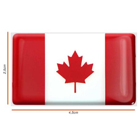 Imagem de Jogo de Adesivo Resinado Poliéster Bandeira do Canadá 4,5cm Aplicação em Verso Autocolante