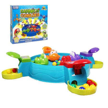 Jogo Papa Sapo De Agilidade Bolinhas Comilão Tabuleiro Comilões Joguinho 4  Jogadores Brinquedo Oferta Sapinho Sapinhos Infantil Cor Verde Azul