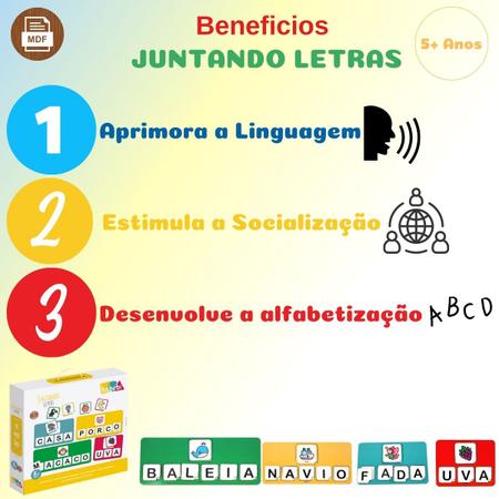 Jogo de Alfabetização Formar Palavras Com Letras do Alfabeto - Babebi -  Letras, Números e Memória - Magazine Luiza