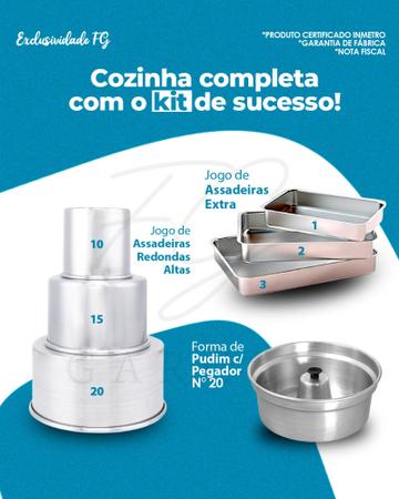 Jogo de Assadeiras Formas De Bolo, Pudim e Torta 7 Peças Aluminio - Lima  Formas - Forma / Assadeira de Bolo - Magazine Luiza