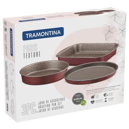 Jogo de Assadeiras Tramontina Antiaderente Paris Vermelho 3 Peças Imagem de Jogo de Assadeiras Tramontina Antiaderente Paris Vermelho 3 Peças