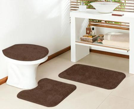 Imagem de Jogo de banheiro tapete kit 3 peças 100% antiderrapante otimo acabamento pelo macio oasis classic (castor 1)