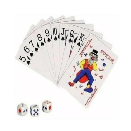 Kit Baralho Com 54 Cartas + 3 Dados Para Jogos - Compre Agora - Feira da  Madrugada SP